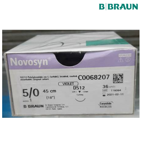 B Braun Novosyn Violet Sutures 5/0 45cm, DS19, 36pcs/box